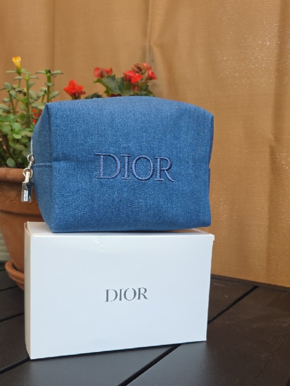 Dior Denim Embroidered Toiletry Pouch - Blue - Picture 7 of 8